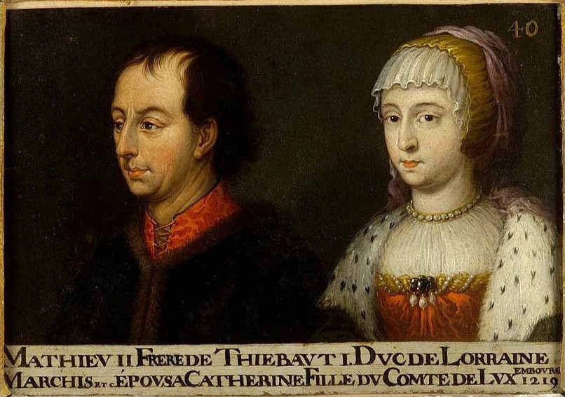 Imagined double portrait of Matthew II, Duke of Lorraine, and his wife Catherine of Limburg, painted around 1650 as part of the Genealogy of the Dukes of Lorraine series at the Uffizi Gallery in Florence